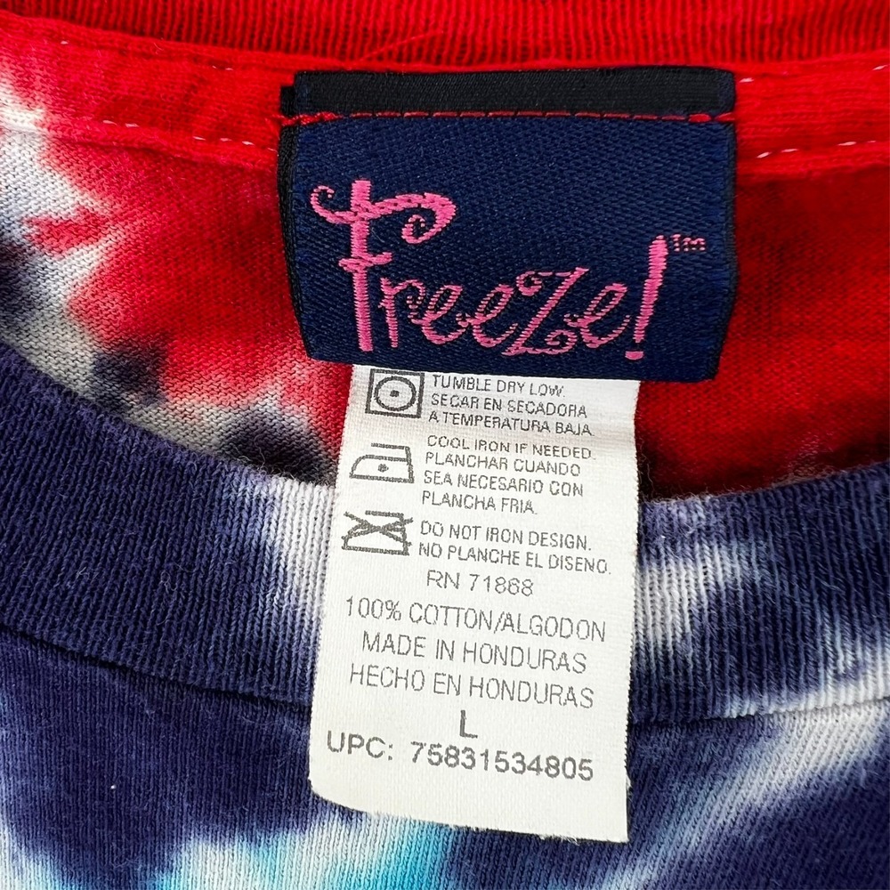 FREEZE Brand Tie Dye T-Shirt Adult Large Multi-Color Spiral Swirl Boho Grunge - Picture 10 of 13
